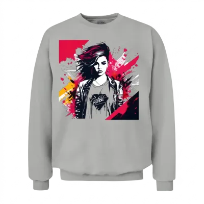 Rebel Attitude Girl Unisex Sweatshirt - Ash