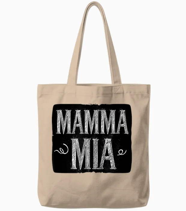 Lustiges Mamma Mia Logo Tote Bags in Natural