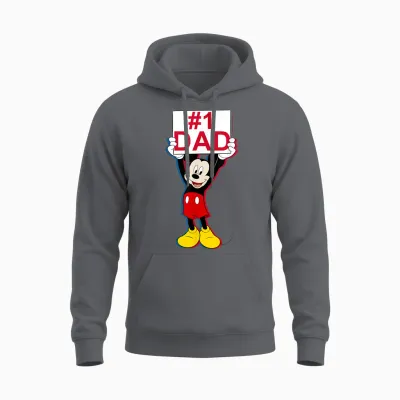 Disney Mickey Mouse Dad Mickey Mouse Big Logo Father's Day Unisex Hoodie - Charcoal
