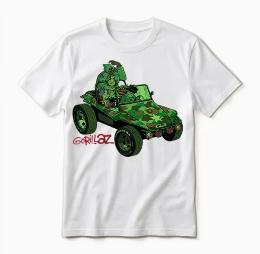 Gorillaz Geep Logo Reverse Unisex T-Shirt in White