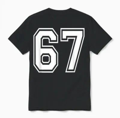 Number 67 Numbered Uniform Sports Jersey Team 67th Birthday Unisex T-Shirt - Black