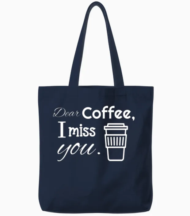 Coffee Funny Tote Bags in Navy