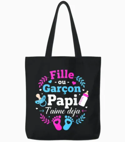 Annonce Sexe Bebe Baby Shower Papi Bebe Fille Ou Garcon Tote Bags - Black