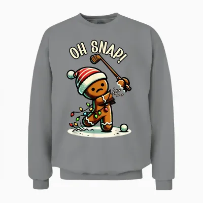 Funny Gingerbread Man Pajamas & Pjs Xmas Holiday Oh Snap Gingerbreadman Golfer Golf Christmas Golfing Unisex Sweatshirt - Sport Grey