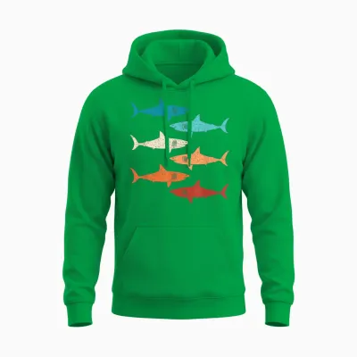 Retro Haifisch Hai Unterwasserlebewesen Ozean Damen Herren Unisex Hoodie - Irish Green
