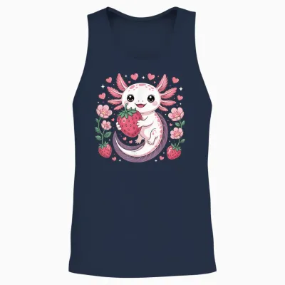Axolotl Erdbeere Kawaii Anime Axolotl Unisex Tank Top - Navy