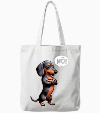 Dickköpfiger Rauhaardackel Nö Dachshund Dog Funny Dog T-Shirt, Black Tote Bags - White