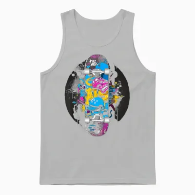 Skateboard Graffiti Skater Unisex Tank Top - Ash