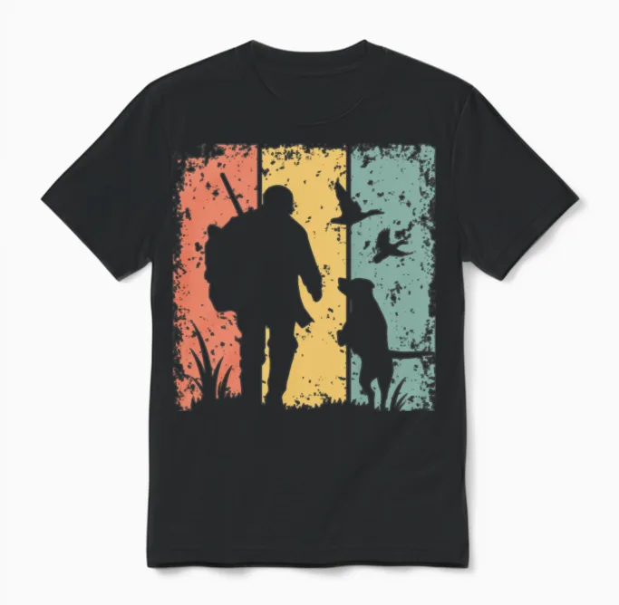 Hunting Retro Unisex T-Shirt in Black