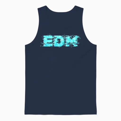 Edm Music Retro Glitch Aesthetics Techno Lover Unisex Tank Top in Navy