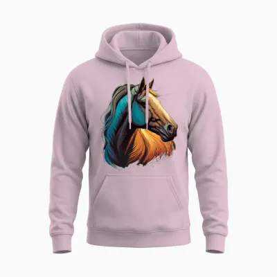 Head of Horse Unisex Hoodie - Light Pink
