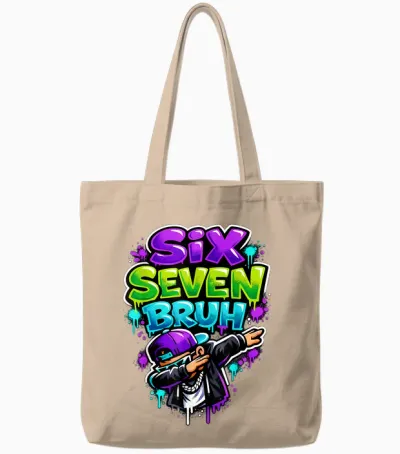 Six Seven Bruh - Dabbing Boy Graffiti Tote Bags - Natural