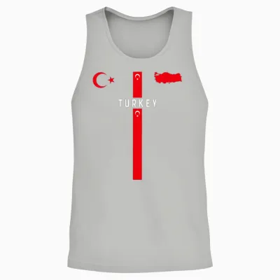 Türkei-Flagge, Silhouettenkarte Der Türkei, Nationales Emblem Unisex Tank Top - Ash