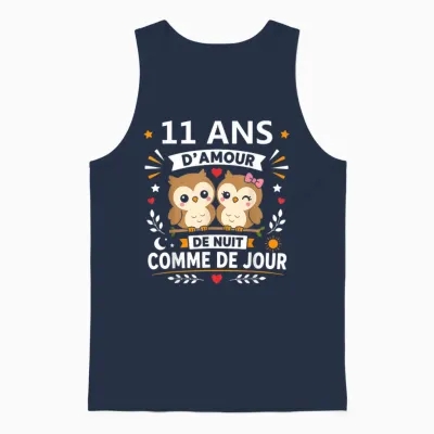 Humour Anniversaire 11 Ans Mariage Couple 11 Ans D'amour Unisex Tank Top - Navy