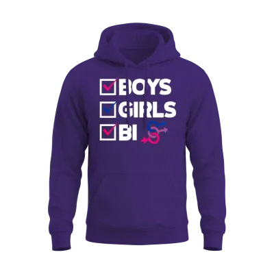 Boys Girls Bi Funny Bisexual Bi Pride Gift Unisex Hoodie - Purple