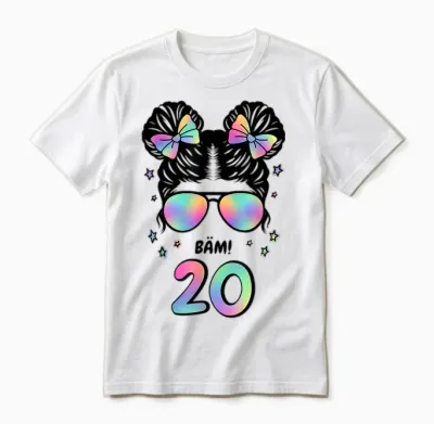 20. Geburtstag Mädchen Messy Bun Bäm! 20 Unisex T-Shirt - White