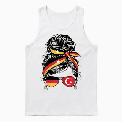Türkiye Deutschland Flagge Türkisch Deutsch Mädchen Damen Unisex Tank Top - White