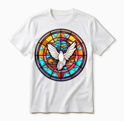 Heiliger Geist Taube Lob Jesus Heiliger Geist in Buntglas Unisex T-Shirt - White