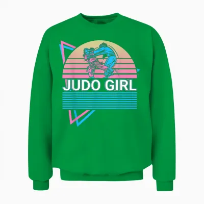 Judo Girls' Martial Arts Retro T-Shirt, Black Unisex Sweatshirt - Irish Green