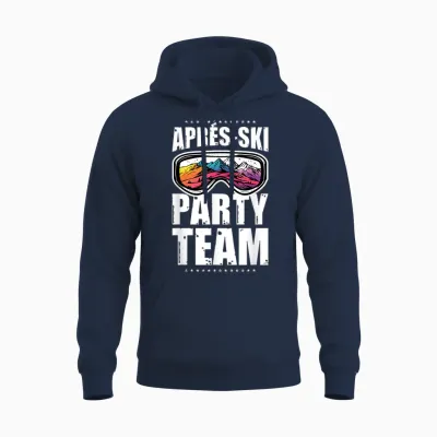 Apres Ski Party Team | Fun Ski Quote T-Shirt, Black, S Unisex Hoodie - Navy