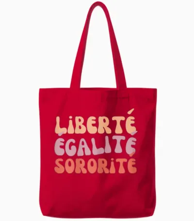 Freedom Equality Sorority Seventies for Sisters and Girlfriends T-Shirt, Black, Female X-Small Tote Bags - Red
