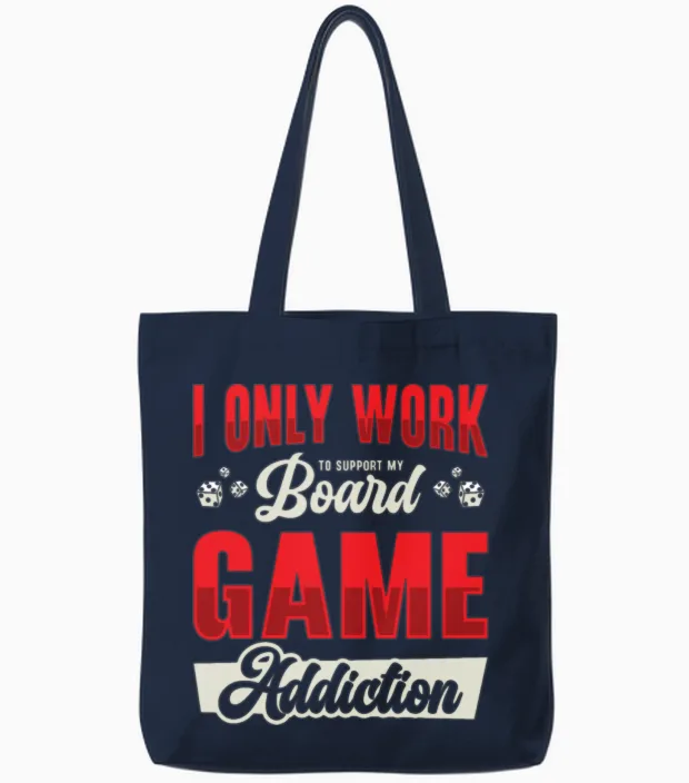 Board Game Addiction Board Game Fan Tabletop Tote Bags in Navy