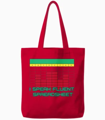 I Speak Fluent Spreadsheet Pixel Grid Office Humor Tote Bags - Red