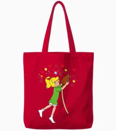 Bibi Blocksberg Dancing with Broom Tote Bags - Red