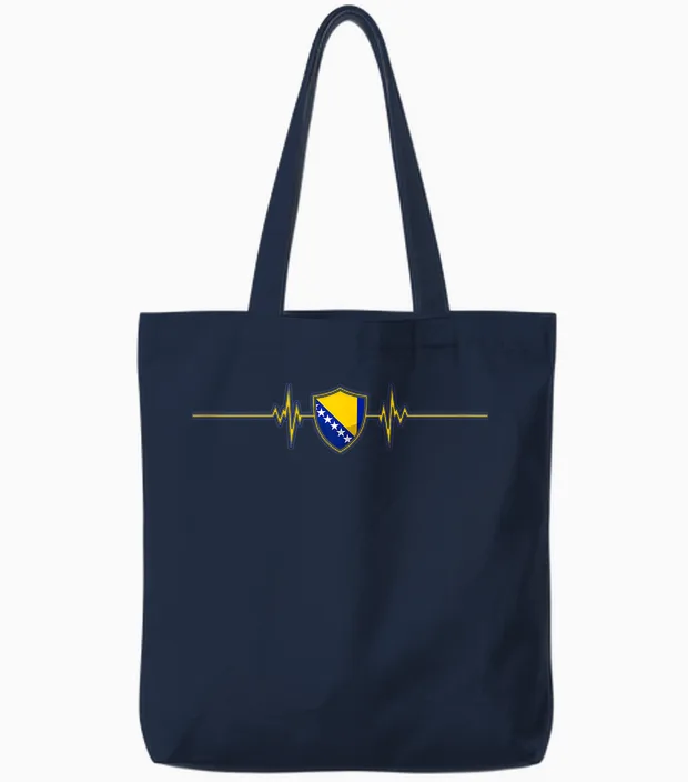 Heartbeat Design Bosnische Flagge Bosnien Tote Bags in Navy