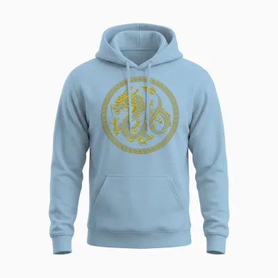 Cool Chinese Gold Dragon Unisex Hoodie - Light Blue