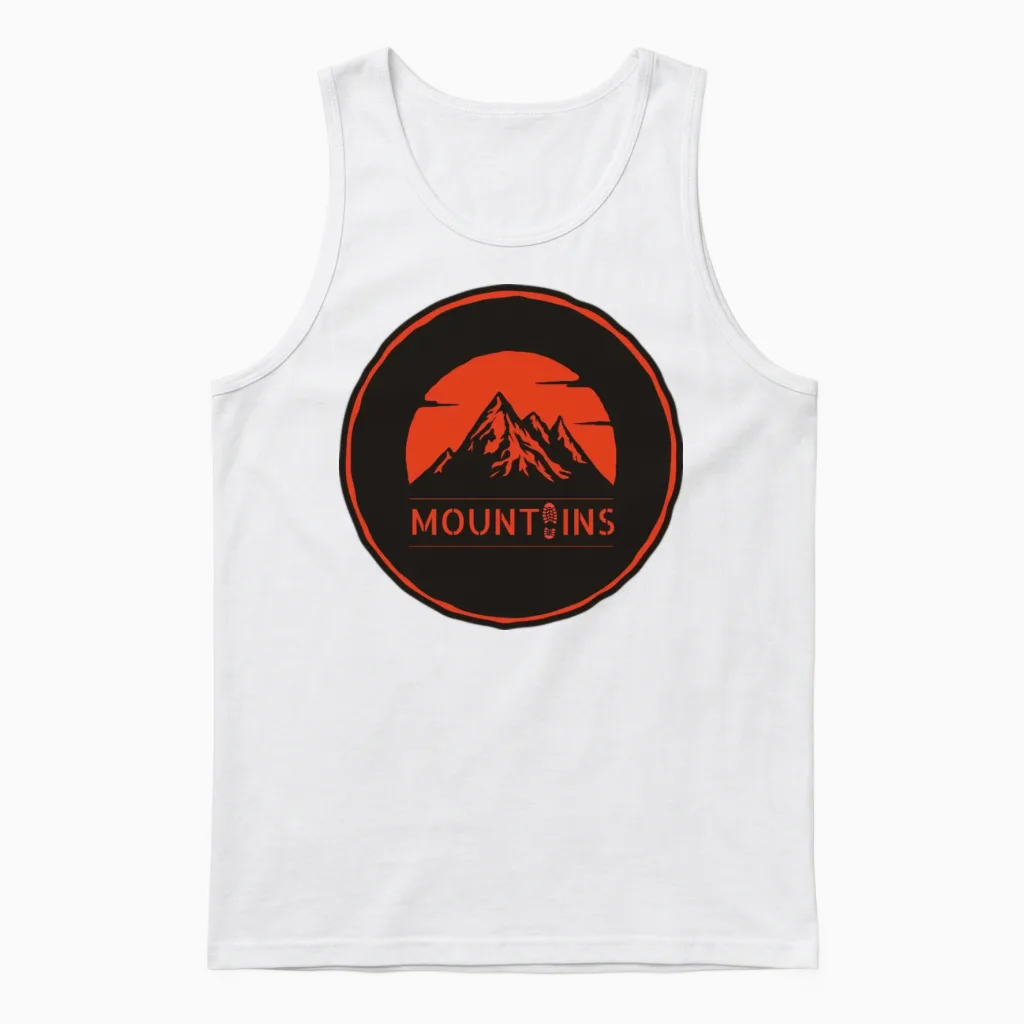 Retro Vintage Hipster Mountain Unisex Tank Top in White