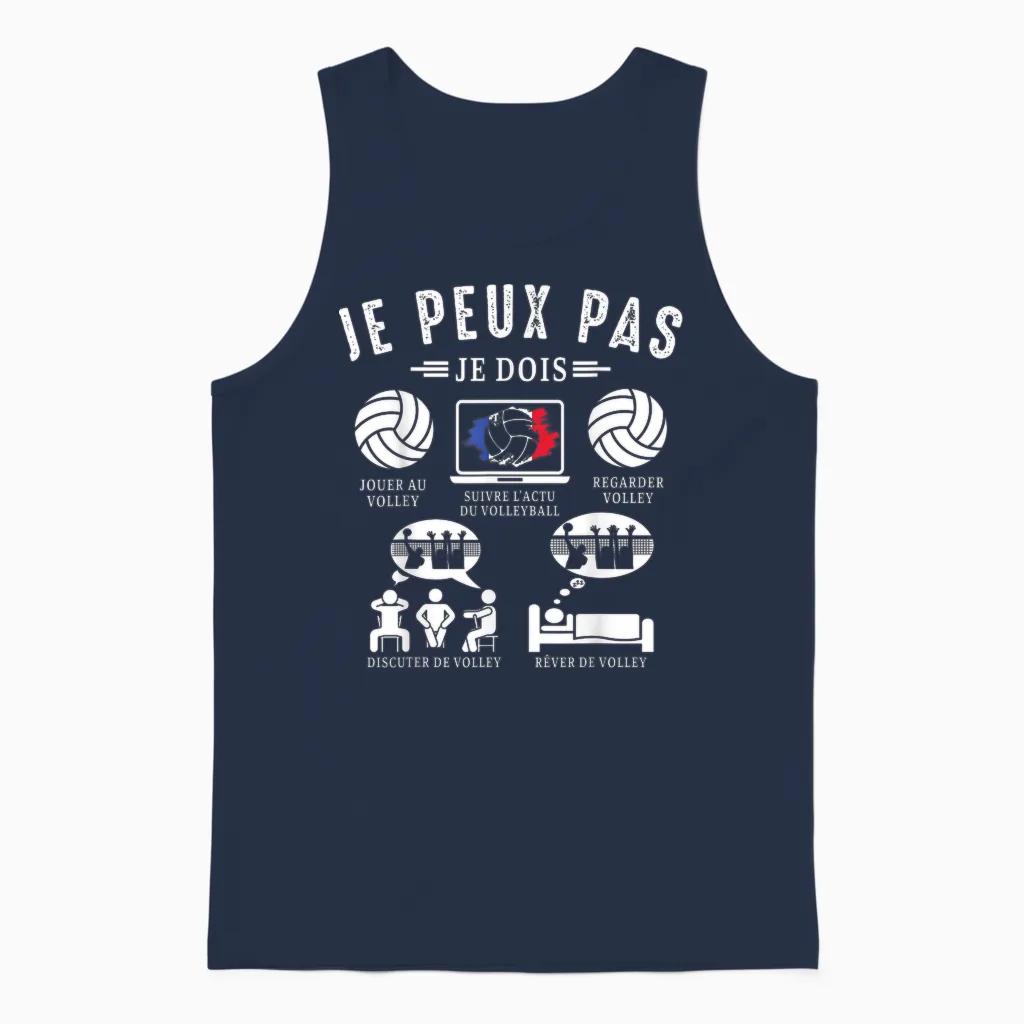 I Can't I Have Volleyball Volleyball Fans Funny T-Shirt, Black, S Unisex Tank Top in Navy