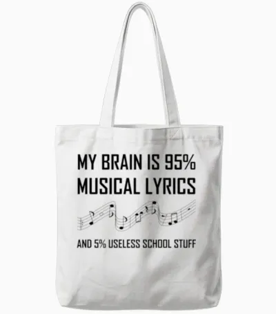 Brain Musical Lyrics Funny Tote Bags - White