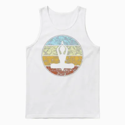 Meditation Retro Unisex Tank Top - White