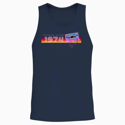Classic & Nostalgic Music Birthday - Vintage Unisex Tank Top - Navy