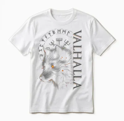 Valhalla Wolf Boussole Viking Avec Runes D'odin Unisex T-Shirt - White