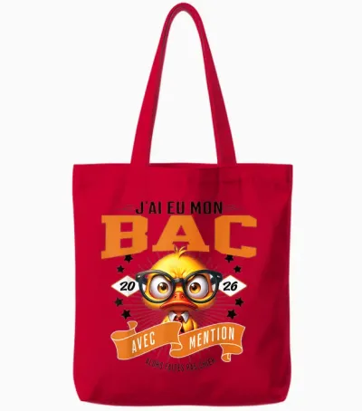Nouveau Bachelier Félicitation Bac 2026 Avec Mention Tote Bags - Red