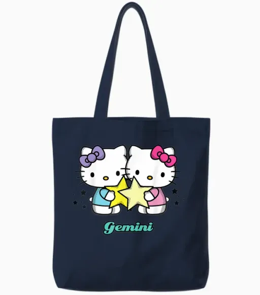 Hello Kitty Zodiac Gemini Tote Bags - Navy