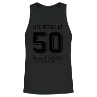 Life Begins at 50... 50th Birthday Unisex Tank Top - Black – 2