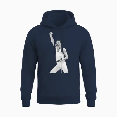 Freddie Mercury Queen Live Aid Wembley Stadium 1985 Unisex Hoodie - Navy