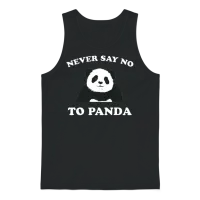 Never Say No to Panda - White Unisex Tank Top - Black – 1