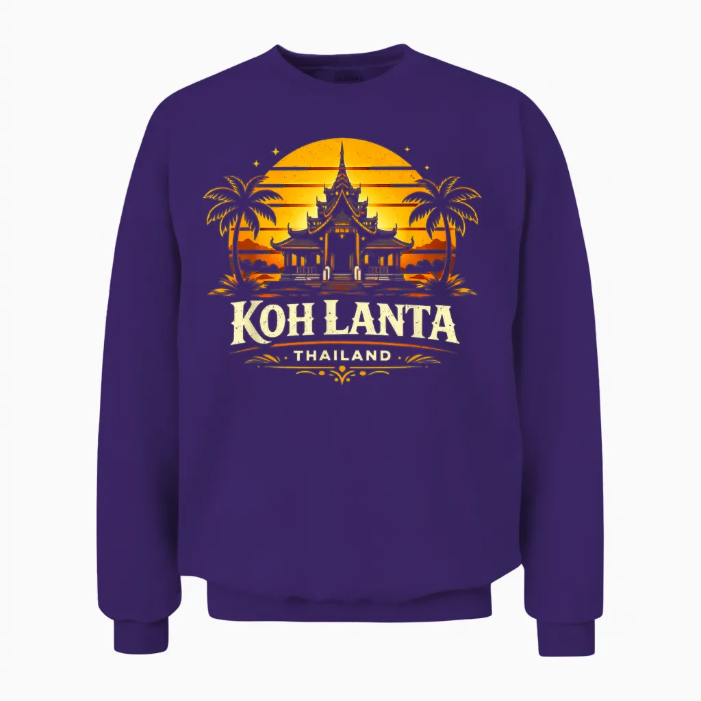 Koh Lanta Thailand Sunset Island Travel Design Unisex Sweatshirt in Purple