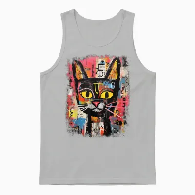Hip Hop Cat Y2k Vintage Hipster Retro Edgy Streetwear Cat Unisex Tank Top - Ash