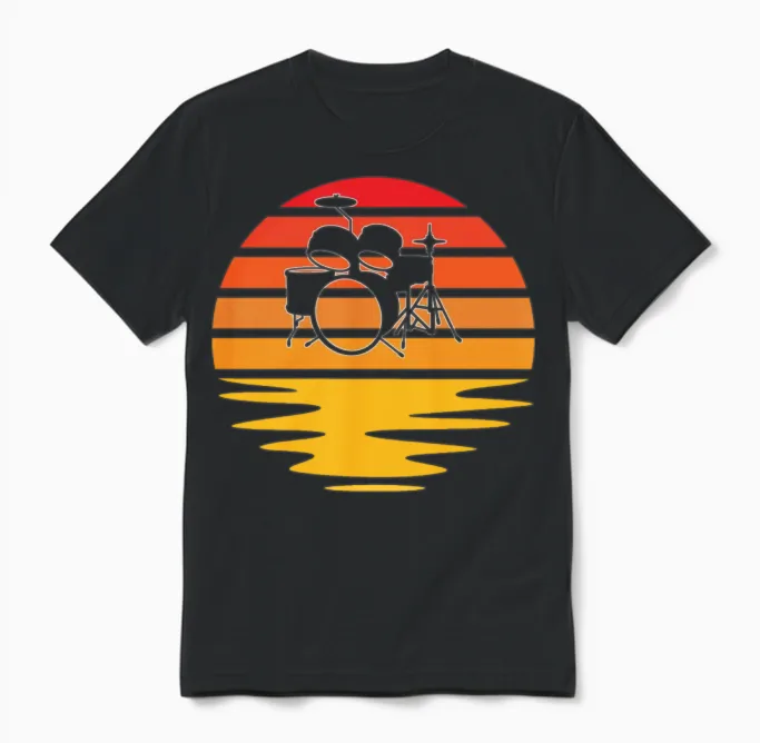 Drums Retro Unisex T-Shirt in Black