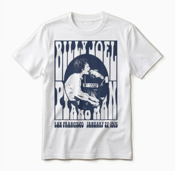 Billy Joel - Piano Man, 1975 Unisex T-Shirt in White