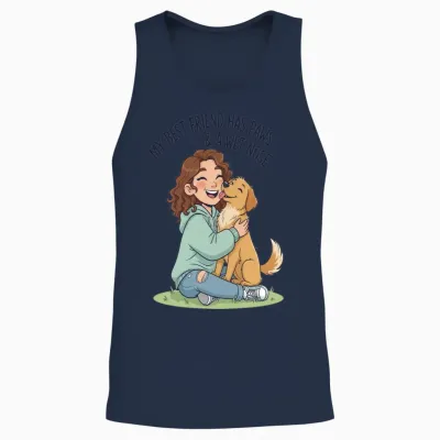 Best Friend Paws & Wet Nose Unisex Tank Top - Navy