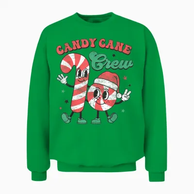 Candy Cane Crew Christmas Xmas Love Candy Boys Girls Unisex Sweatshirt - Irish Green