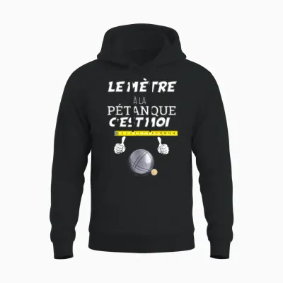 Le Mètre a La Pétanque Homme Bouliste Papa Papy Tonton Unisex Hoodie - Black