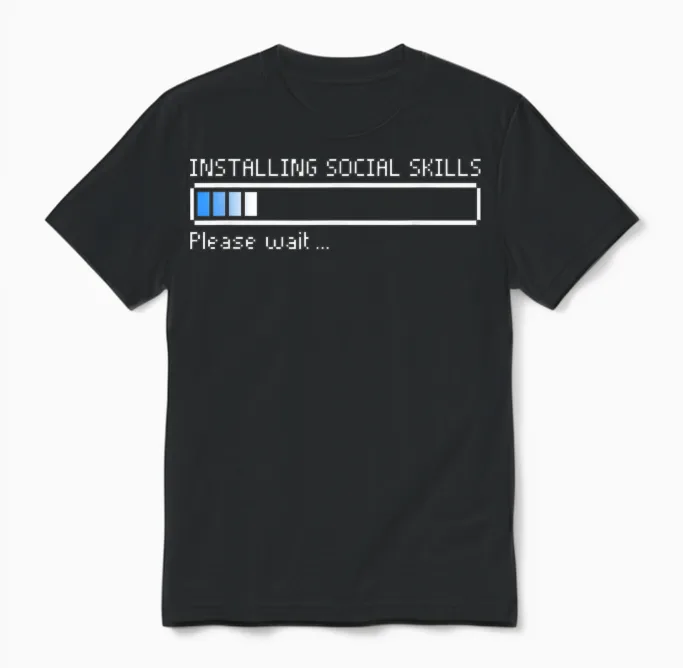 Install Social Skills Funny Programmer Introverted T-Shirt, Black, S Unisex T-Shirt in Black