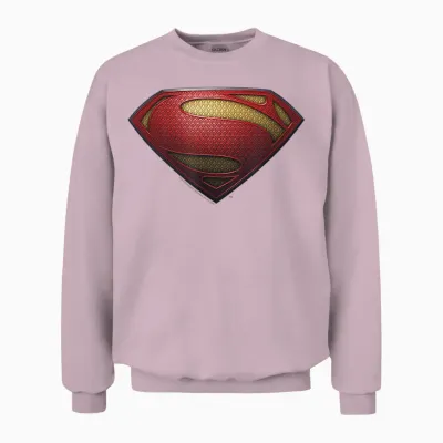 Superman Man of Steel Shield T-Shirt, Black Unisex Sweatshirt - Light Pink